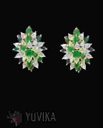 CHIC - DIAMOND EAR EMERALD RINGS - STUDS
