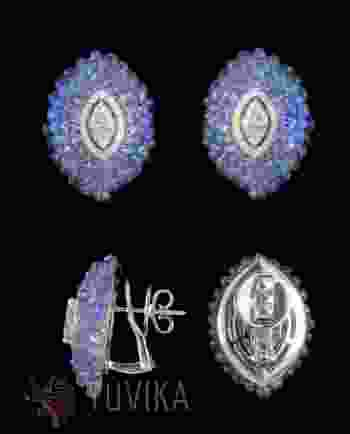 CHIC DIAMOND- TANZANITE EARRINGS-STUDS