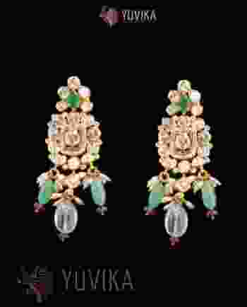 DIAMOND POLKI EARRINGS -18 K