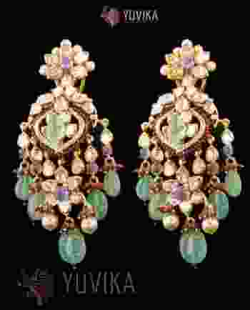 DIAMOND POLKI EARRINGS -18 K