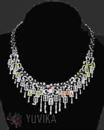 Diamond Necklace with Yellow Sapphire color stones