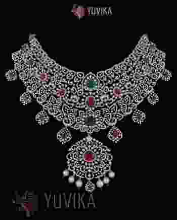 DIAMOND NECKLACE DETACHABLE CHOKER, PRINCESS, PENDANT