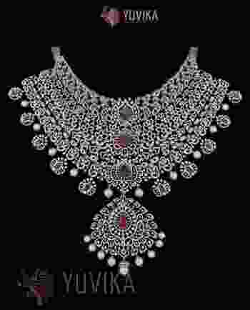 DIAMOND NECKLACE DETACHABLE CHOKER, PRINCESS, HAARAM, PENDANT