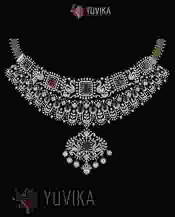 DIAMOND NECKLACE DETACHABLE CHOKER, PRINCESS, PENDANT