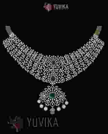 DIAMOND NECKLACE DETACHABLE CHOKER, PRINCESS, PENDANT