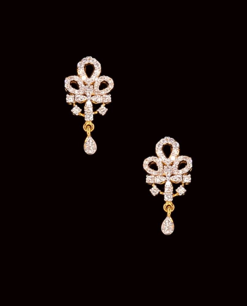 Gold Diamond Pear and Diamond Bar Earring - Monisha Melwani Jewelry