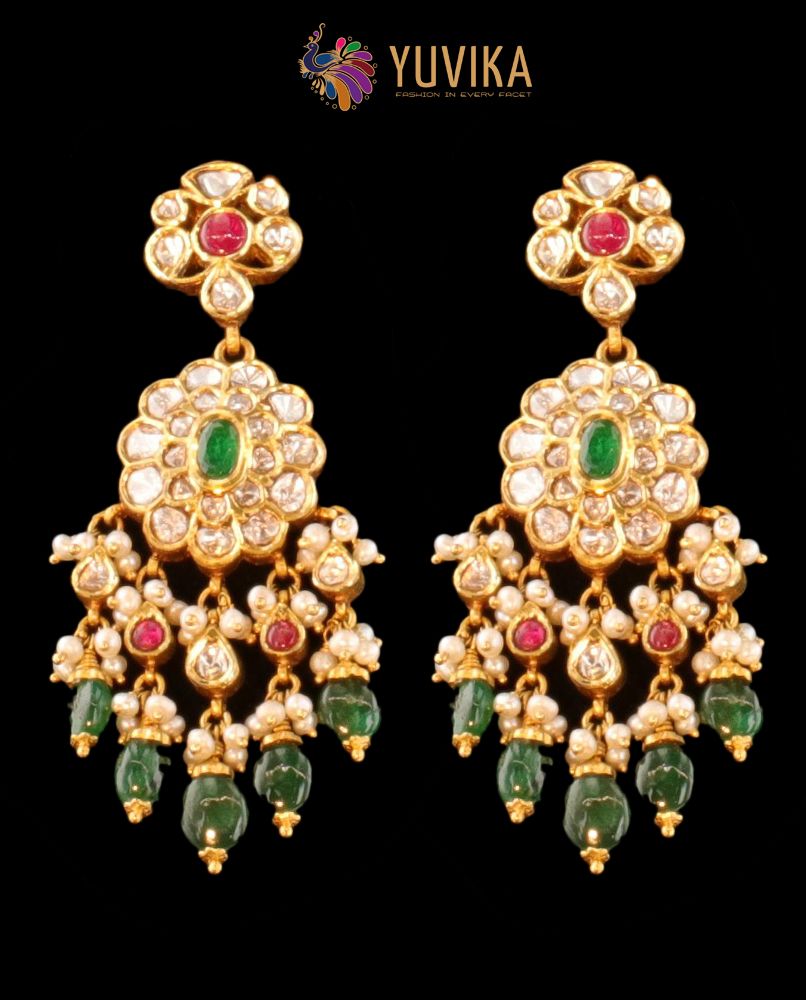 Beautiful Meenakari Jhumka Kundan Earrings, कुंदन इयररिंग, कुंदन की कान की  बाली - Pinkcity Craft, Jaipur | ID: 25677385673