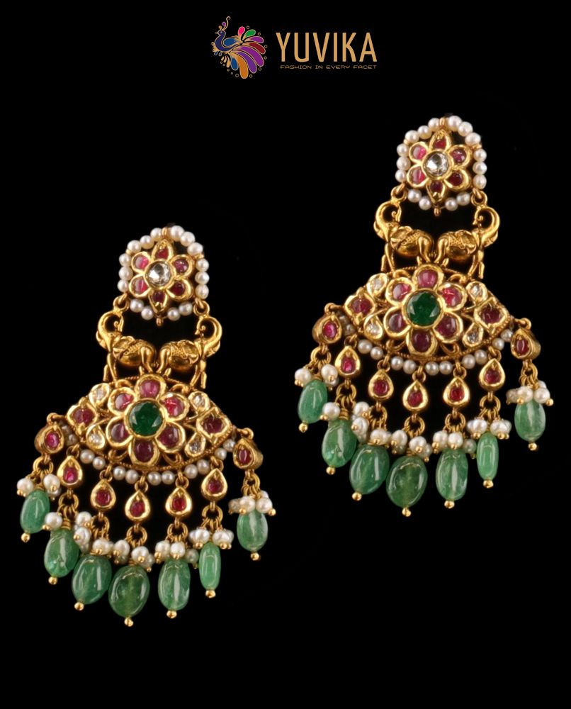 Latest Design Kundan Earrings in Ruby - Sonal Fashion Jewellery
