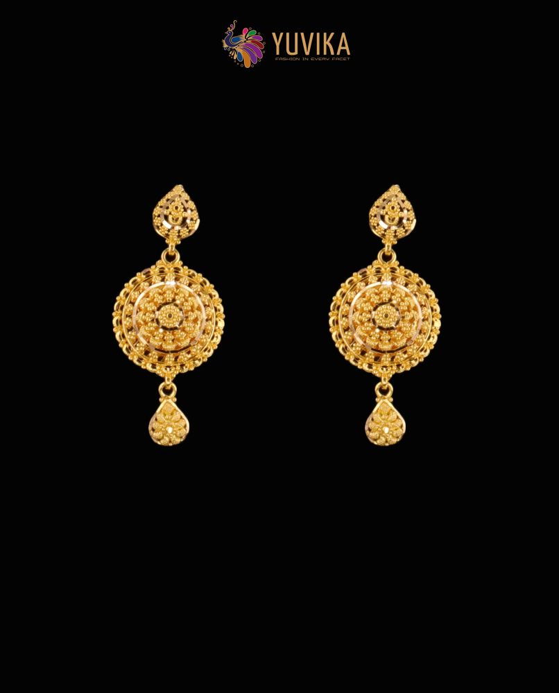235-GER11018 - 22K Gold Earrings for Women with Color Stones | Gold earrings  for women, Gold jewelry fashion, Bridal gold jewellery