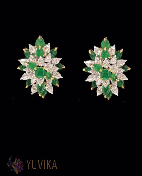 CHIC - DIAMOND EAR EMERALD RINGS - STUDS