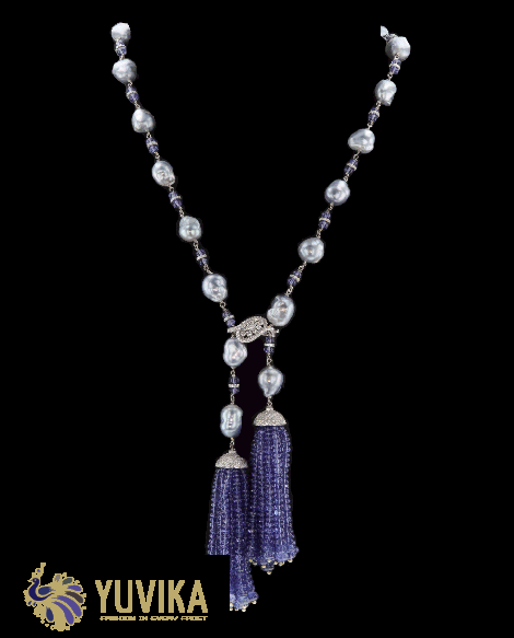 CHIC DIAMOND NECKLACE - PEARLS & TASSELS