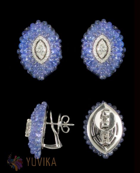 CHIC DIAMOND- TANZANITE EARRINGS-STUDS