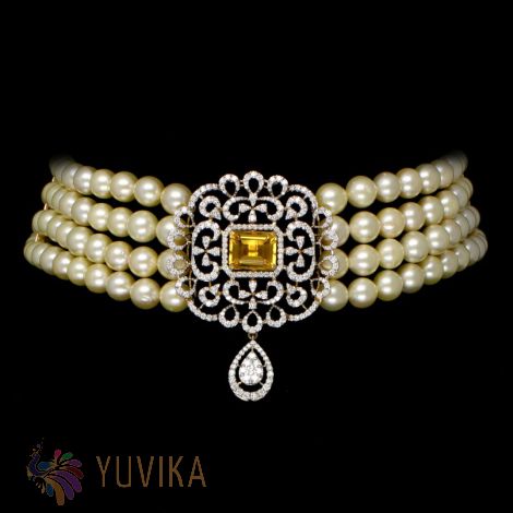 DIAMOND NECKLACE - PEARL CHOKER