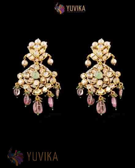 DIAMOND POLKI EARRINGS - 18 K
