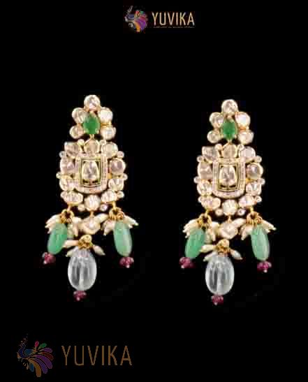 DIAMOND POLKI EARRINGS -18 K