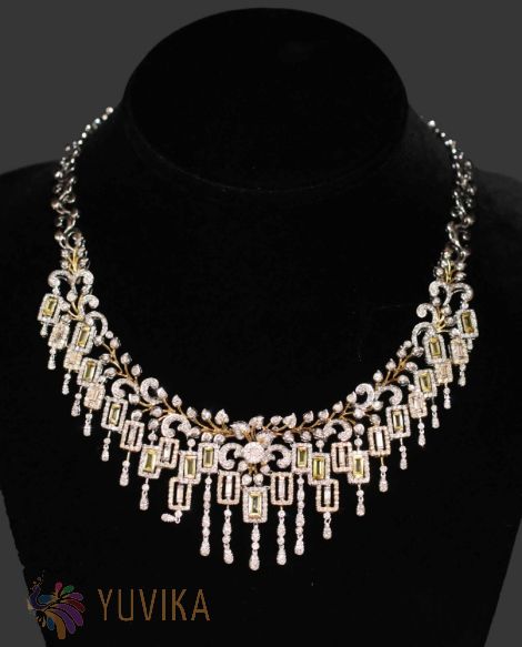 Diamond Necklace with Yellow Sapphire color stones