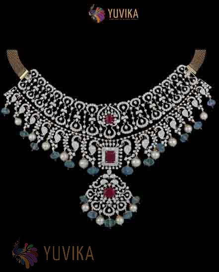 DIAMOND NECKLACE - DETACHABLE CHOKER, PRINCESS, PENDANT