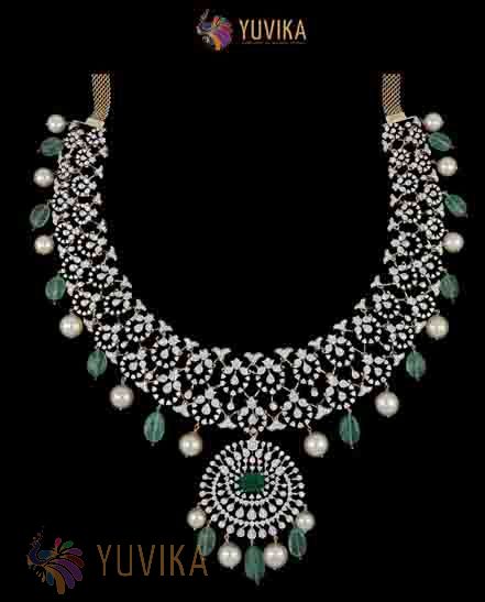 DIAMOND NECKLACE- DETACHABLE HAARAM - PENDANT