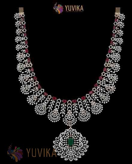 DIAMOND NECKLACE - DETACHABLE HAARAM, PENDANT