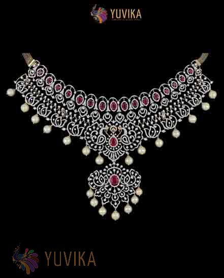 DIAMOND NECKLACE - DETACHABLE CHOKER - PRINCESS - PENDANT