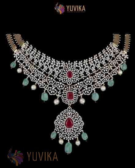 DIAMOND NECKLACE - DETACHABLE CHOKER, PRINCESS, PENDANT