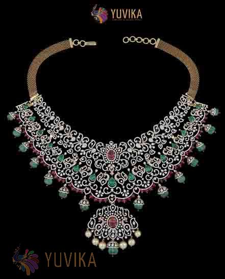 DIAMOND NECKLACE- DETACHABLE CHOKER, PRINCESS, PENDANT