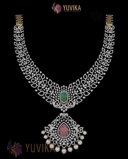 DIAMOND NECKLACE HAARAM DETACHABLE PENDANT