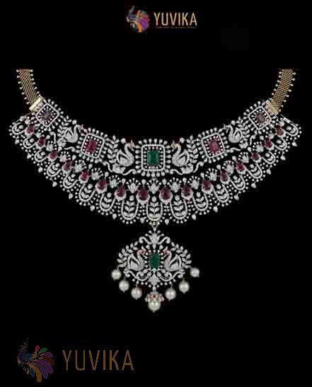 DIAMOND NECKLACE DETACHABLE CHOKER, PRINCESS, PENDANT