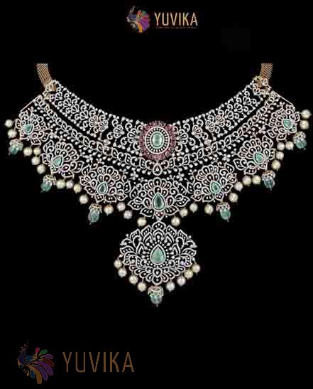 DIAMOND NECKLACE DETACHABLE CHOKER, PRINCESS, PENDANT
