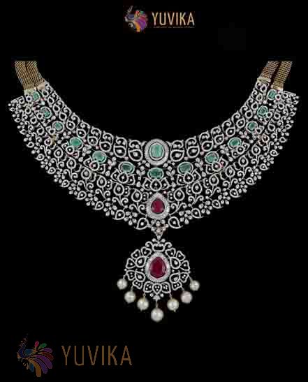 DIAMOND NECKLACE CHOKER, PRINCESS, PENDANT