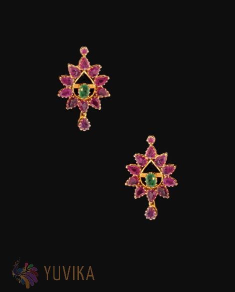 GOLD EARRINGS - STUDDED HANGINGS