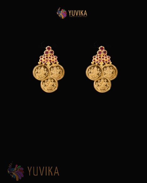 22K Gold Earrings studded with Pearls and Gem Stones