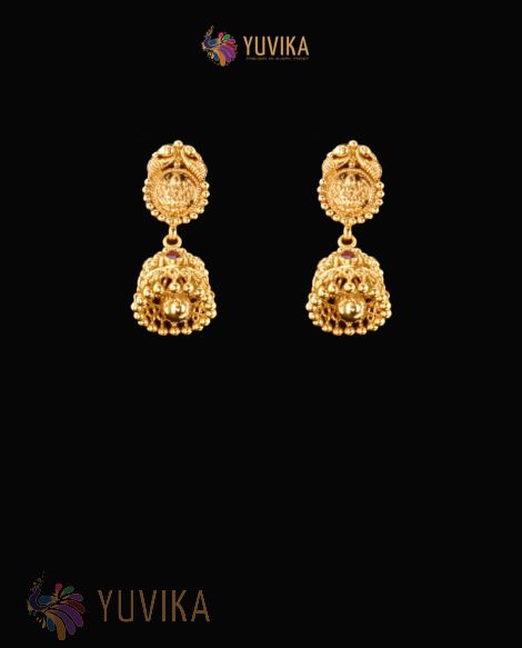 22K Gold Earrings studded with Pearls and Gem Stones