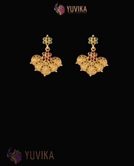 22K Gold Earrings studded with Pearls and Gem Stones