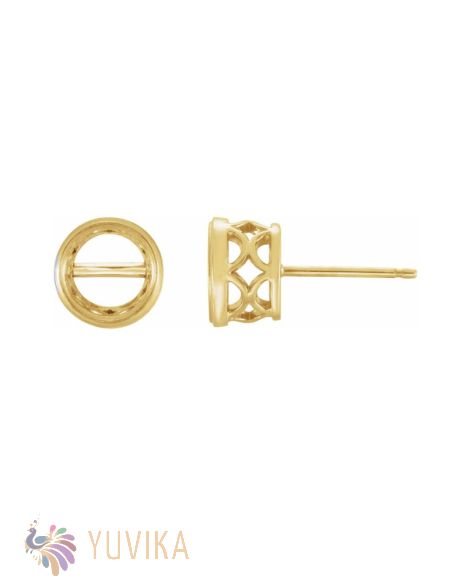 Solitaire Earring Setting 6.5mm -  Bezel Set  -Yellow