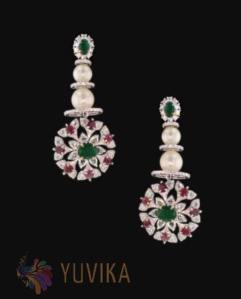 DIAMOND PEARLS EARRINGS - HANGINGS