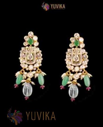 DIAMOND POLKI EARRINGS -18 K