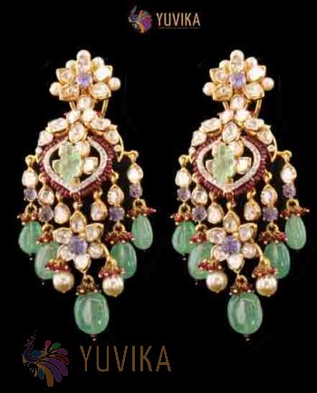 DIAMOND POLKI EARRINGS -18 K