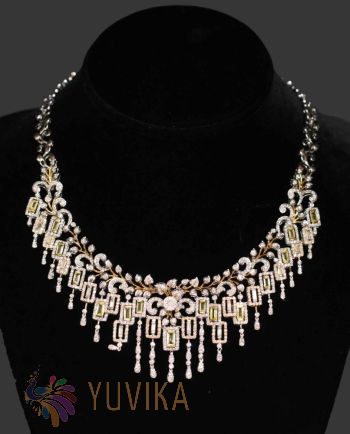 Diamond Necklace with Yellow Sapphire color stones