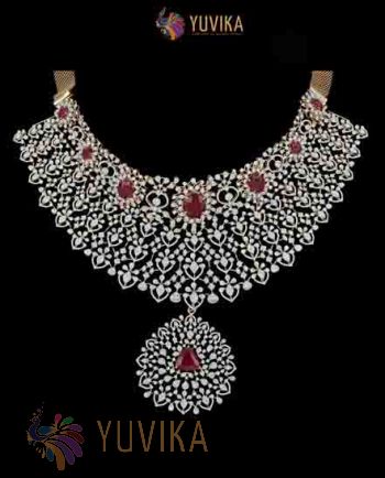 DIAMOND NECKLACE DETACHABLE CHOKER, PRINCESS, PENDANT