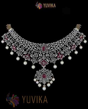 DIAMOND NECKLACE DETACHABLE CHOKER, PRINCESS, PENDANT