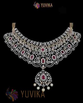 DIAMOND NECKLACE DETACHABLE CHOKER, PRINCESS, PENDANT