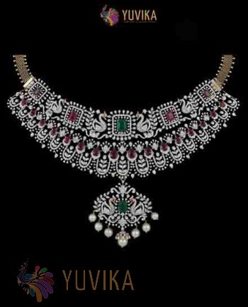 DIAMOND NECKLACE DETACHABLE CHOKER, PRINCESS, PENDANT