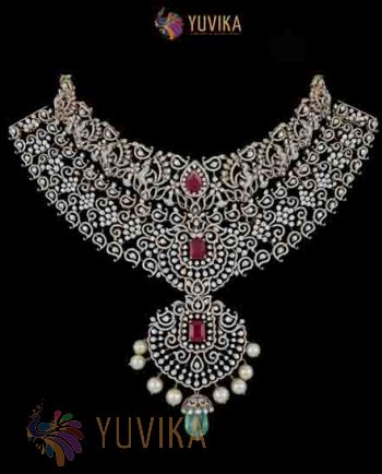 DIAMOND NECKLACE DETACHABLE CHOKER, PRINCESS, PENDANT