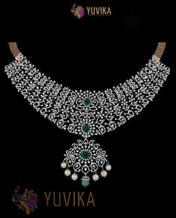 DIAMOND NECKLACE DETACHABLE CHOKER, PRINCESS, PENDANT