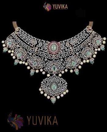 DIAMOND NECKLACE DETACHABLE CHOKER, PRINCESS, PENDANT