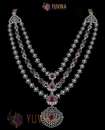 DIAMOND NECKLACE DETACHABLE THREE LAYERED HAARAM