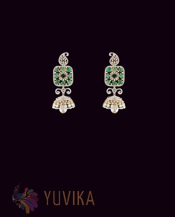 DIAMOND EMERALD EARRINGS- JHUMKAS