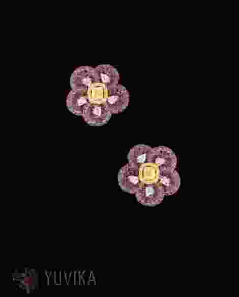 CHIC DIAMOND RUBY  EARRINGS-STUDS