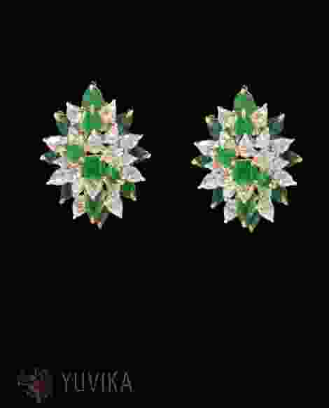 CHIC - DIAMOND EAR EMERALD RINGS - STUDS